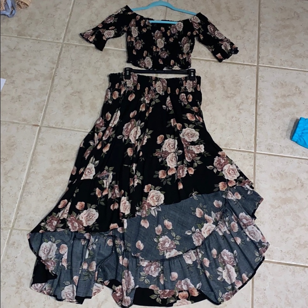 2 piece floral skirt and top